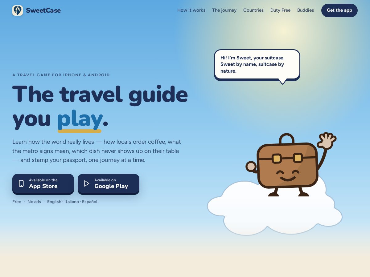 Landing-page snapshot of sweetcaseapp.com
