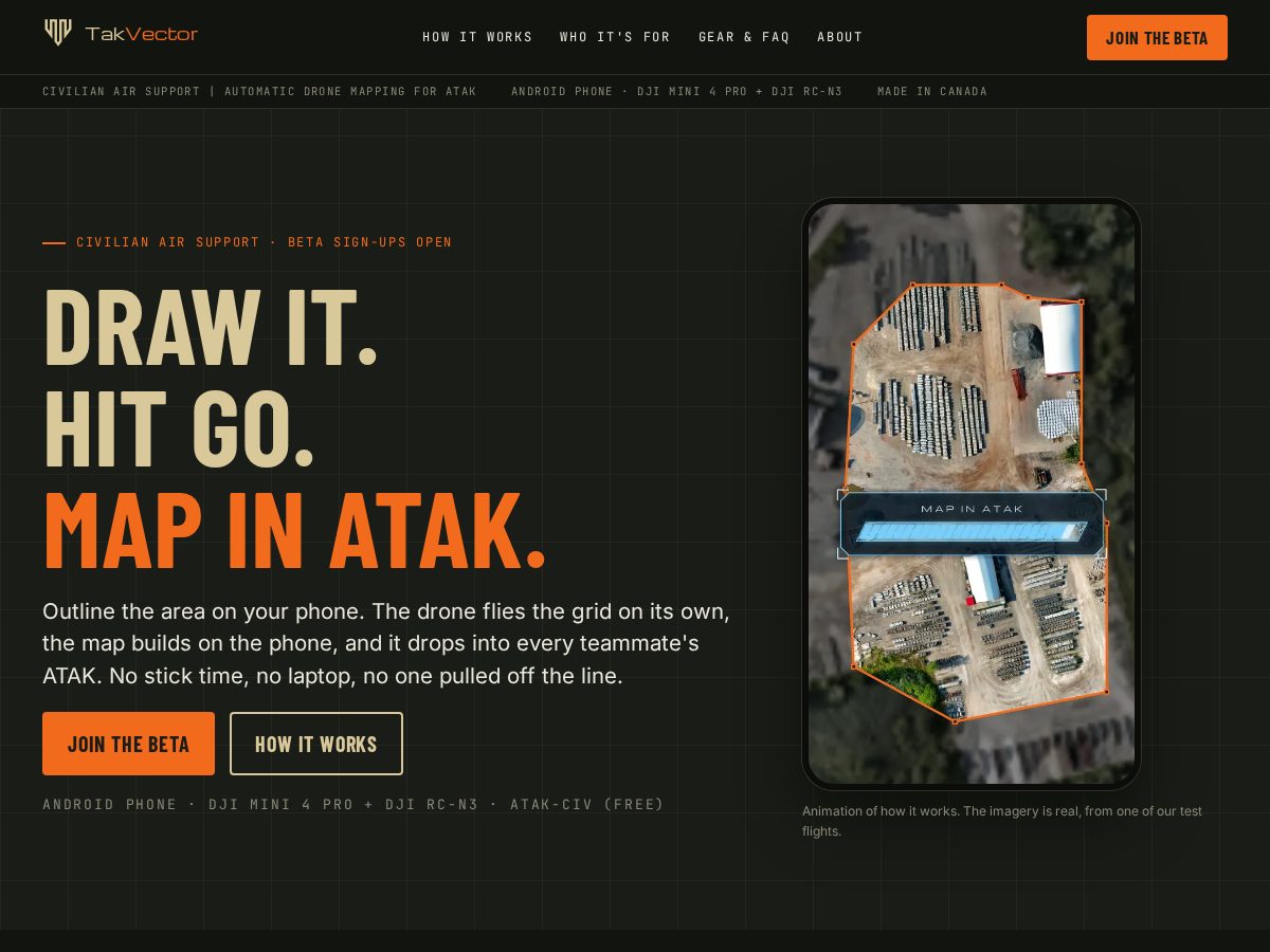 Landing-page snapshot of takvector.com