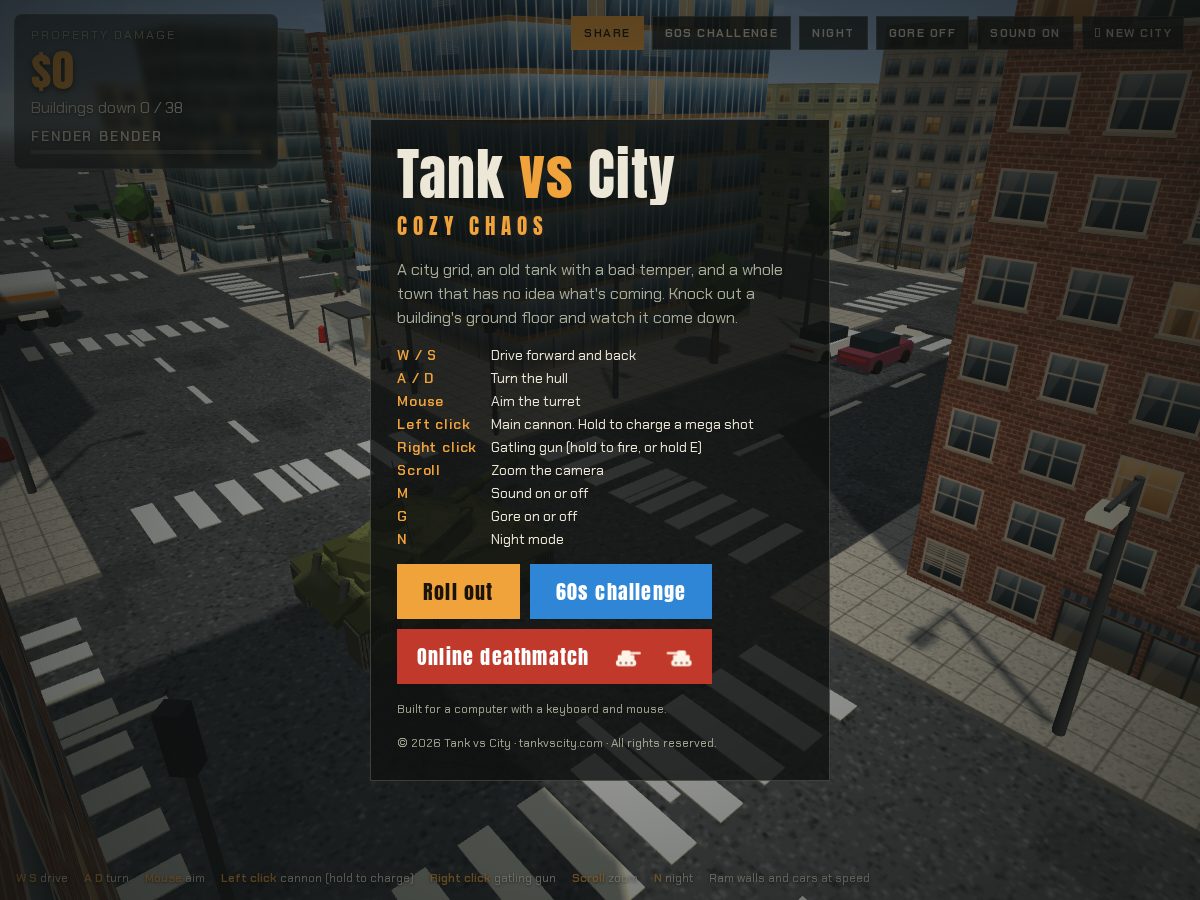 Landing-page snapshot of tankvscity.com