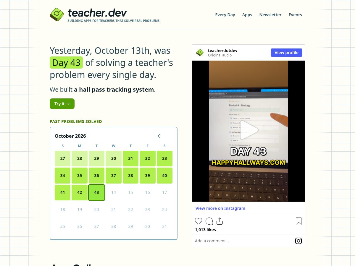 Landing-page snapshot of teachers.dev
