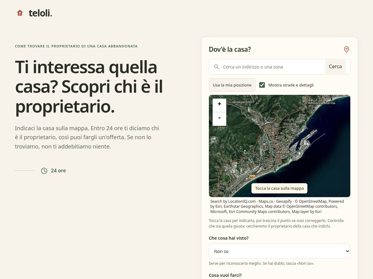 Landing-page snapshot of teloli.com