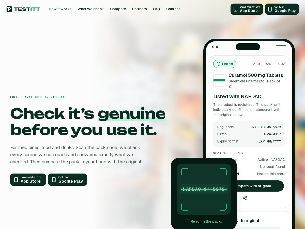 Landing-page snapshot of testitt.com