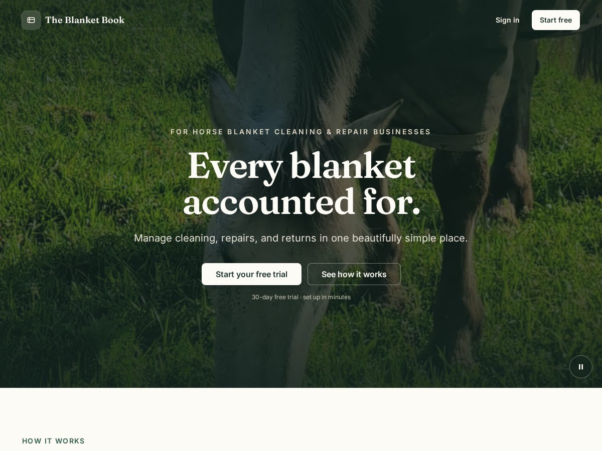 Landing-page snapshot of theblanketbook.com