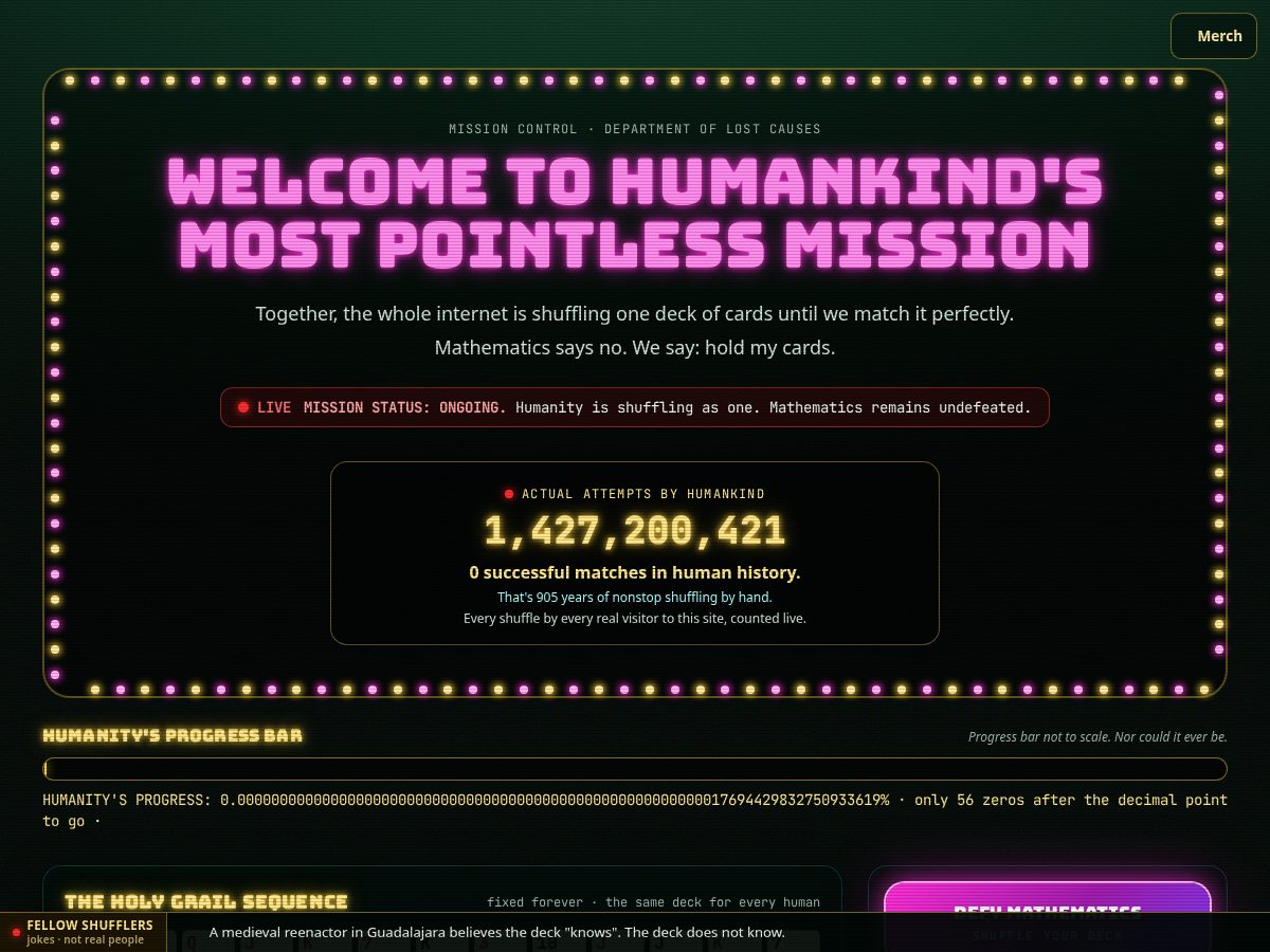 Landing-page snapshot of theimpossibleshuffle.com