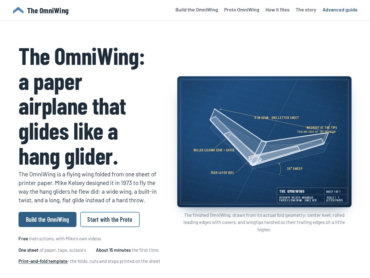 Landing-page snapshot of theomniwing.com