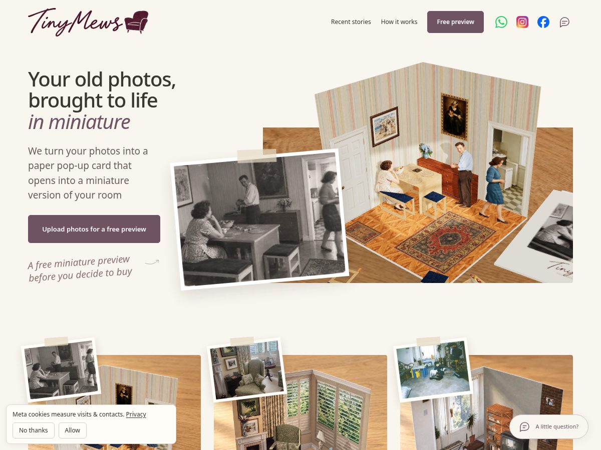 Landing-page snapshot of tinymews.com