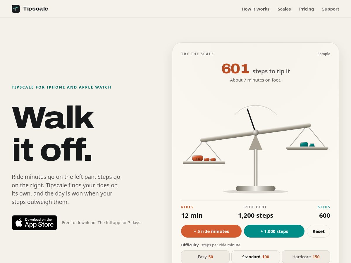 Landing-page snapshot of tipscale.app