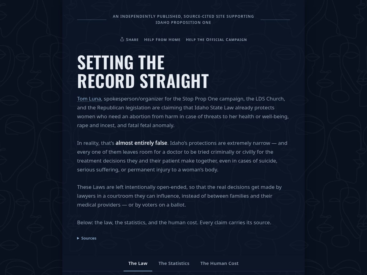 Landing-page snapshot of tomlunaidaho.com