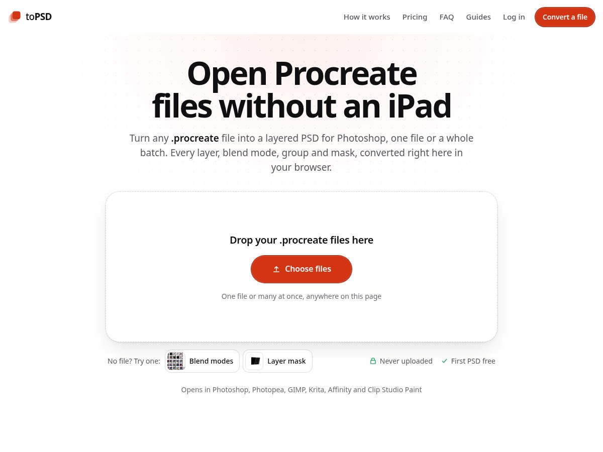 Landing-page snapshot of topsd.app