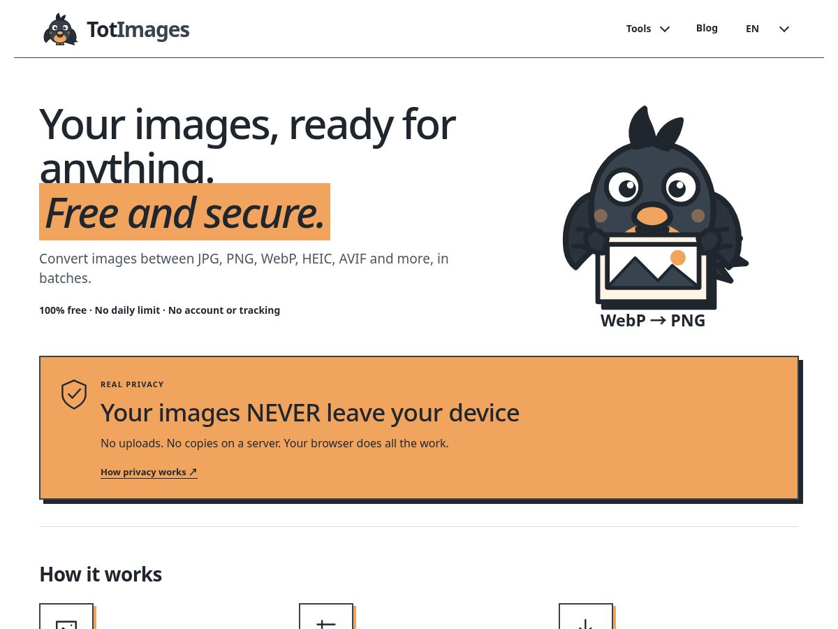 Landing-page snapshot of totimages.com