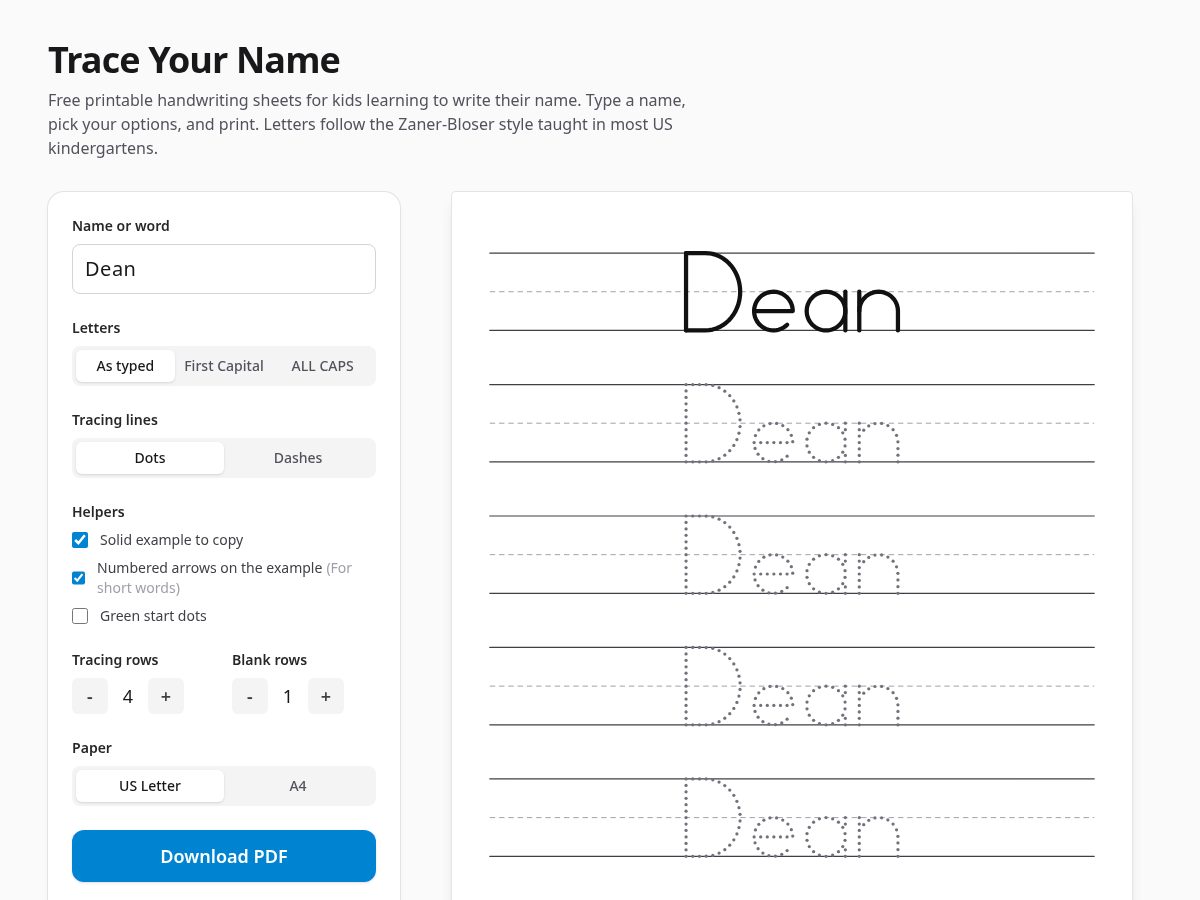 Landing-page snapshot of traceyourname.com