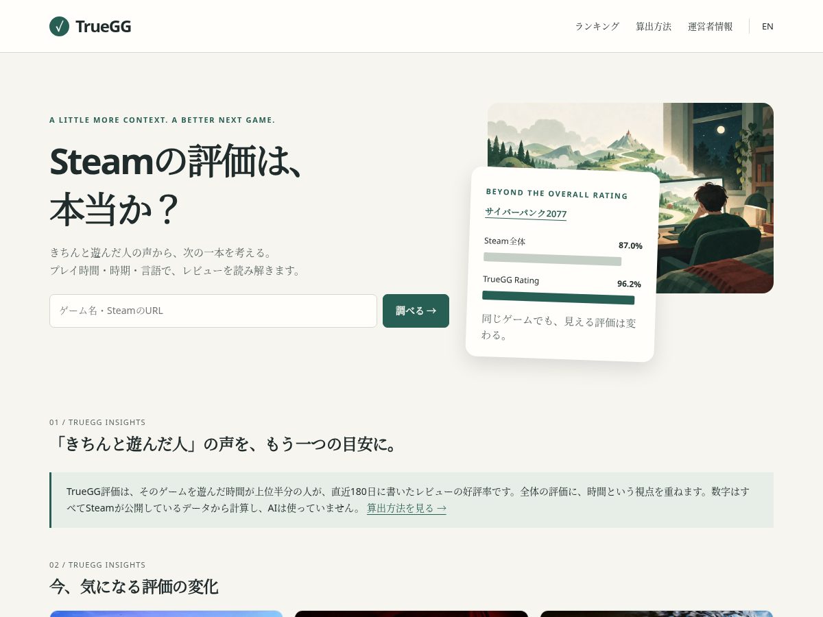 Landing-page snapshot of truegg.app