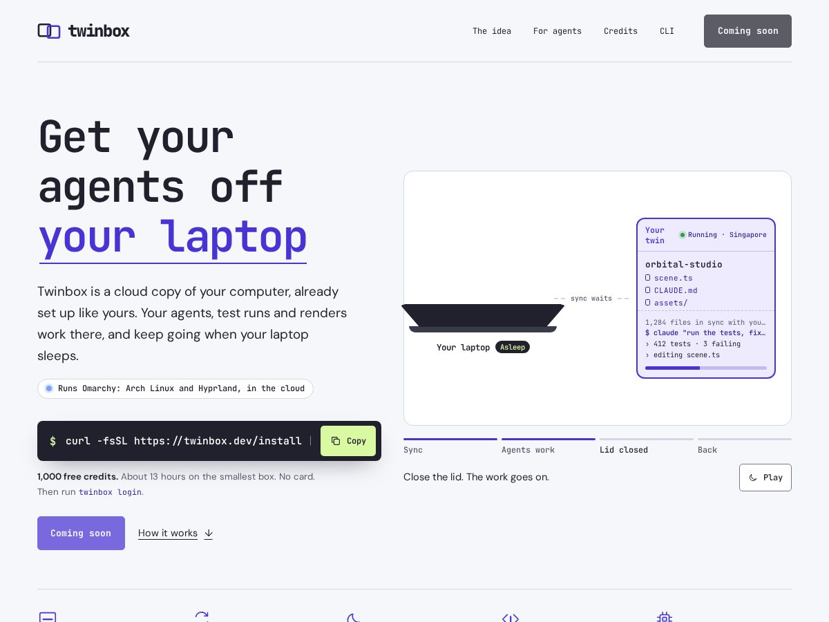Landing-page snapshot of twinbox.dev