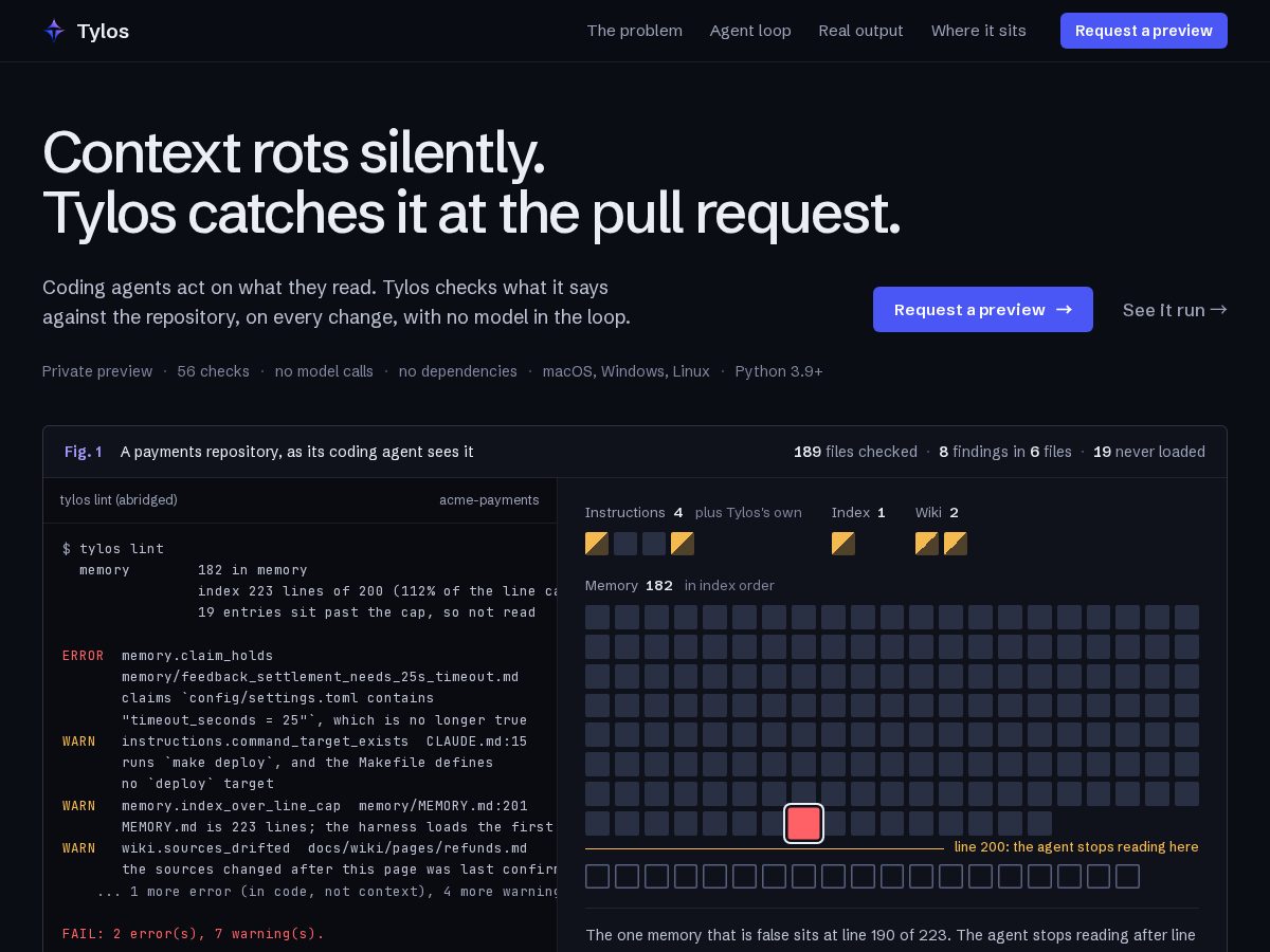 Landing-page snapshot of tylosci.com