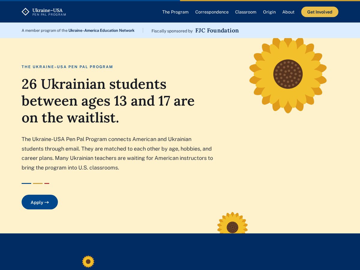 Landing-page snapshot of ukraineusapenpals.com