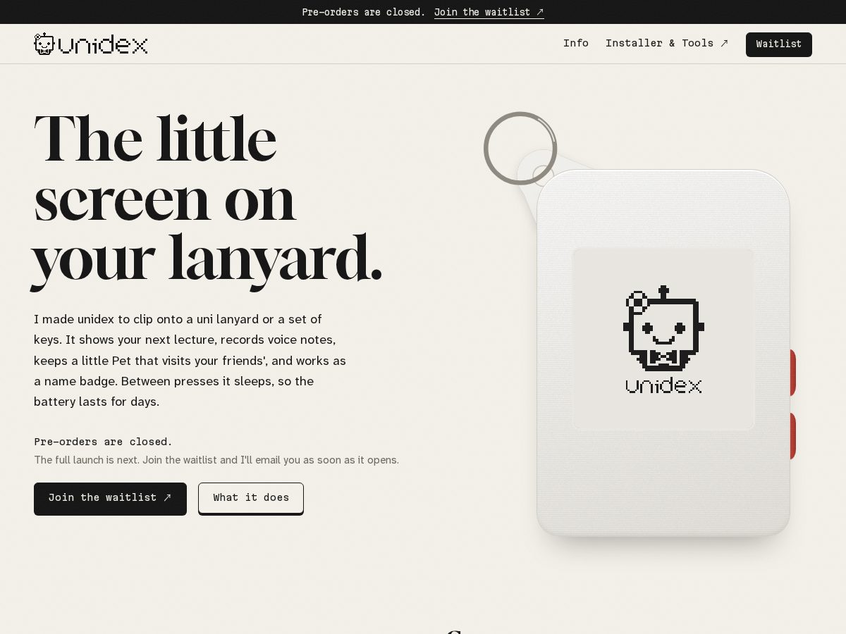 Landing-page snapshot of unidex.shop