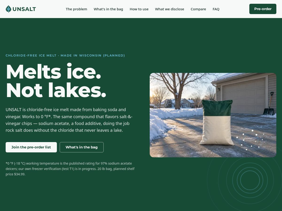 Landing-page snapshot of unsaltwi.com