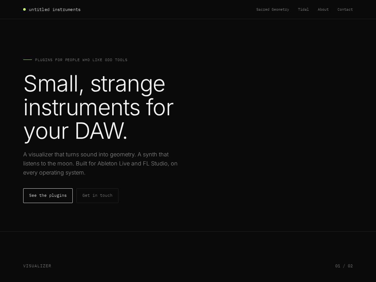 Landing-page snapshot of untitledinstruments.com