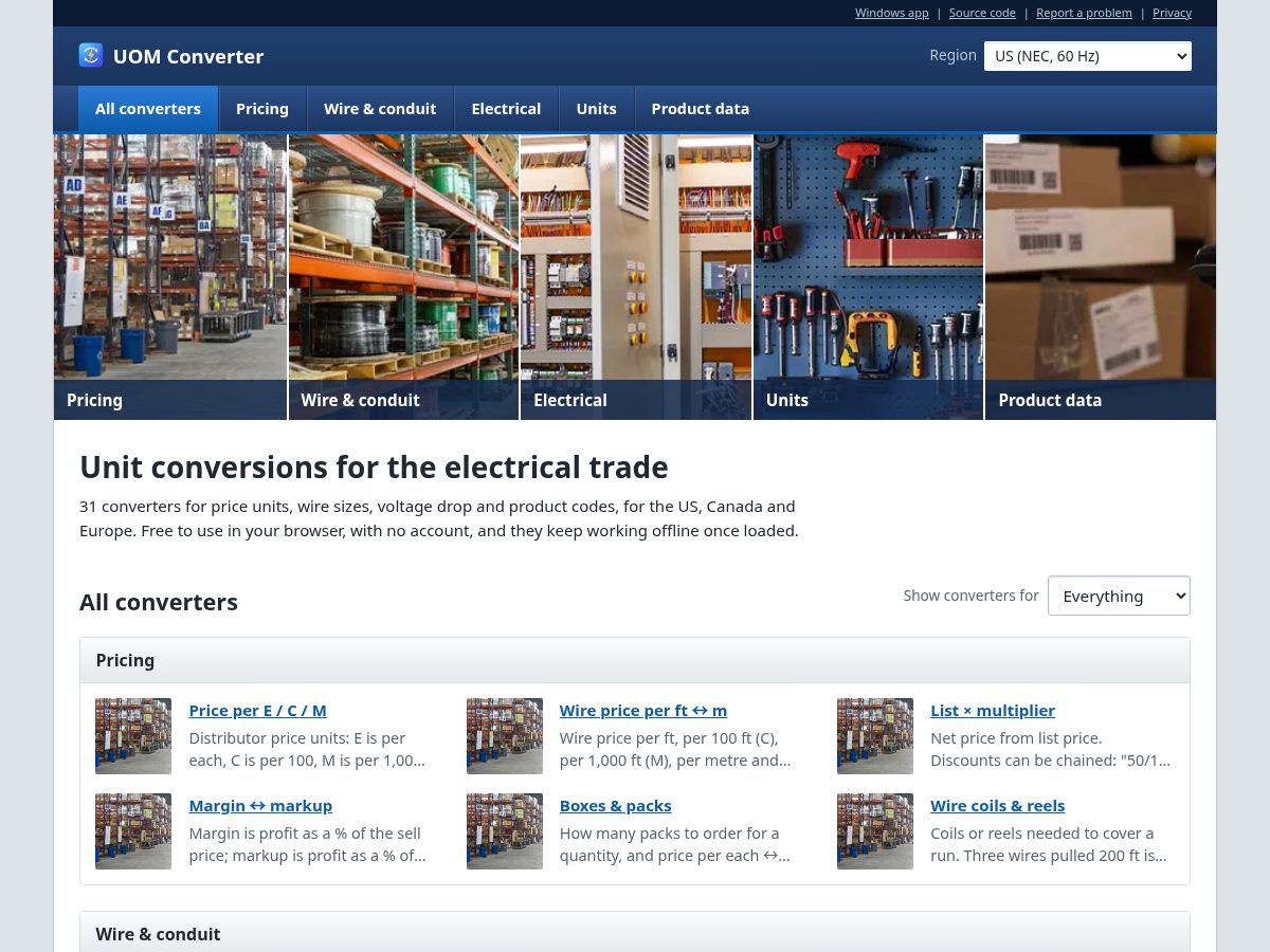 Landing-page snapshot of uom-converter.com