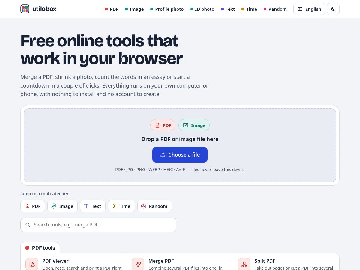 Landing-page snapshot of utilobox.com