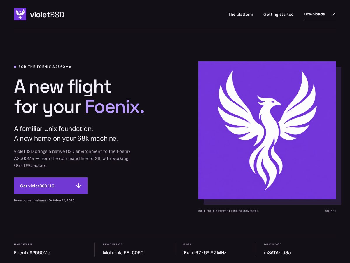 Landing-page snapshot of violetbsd.org