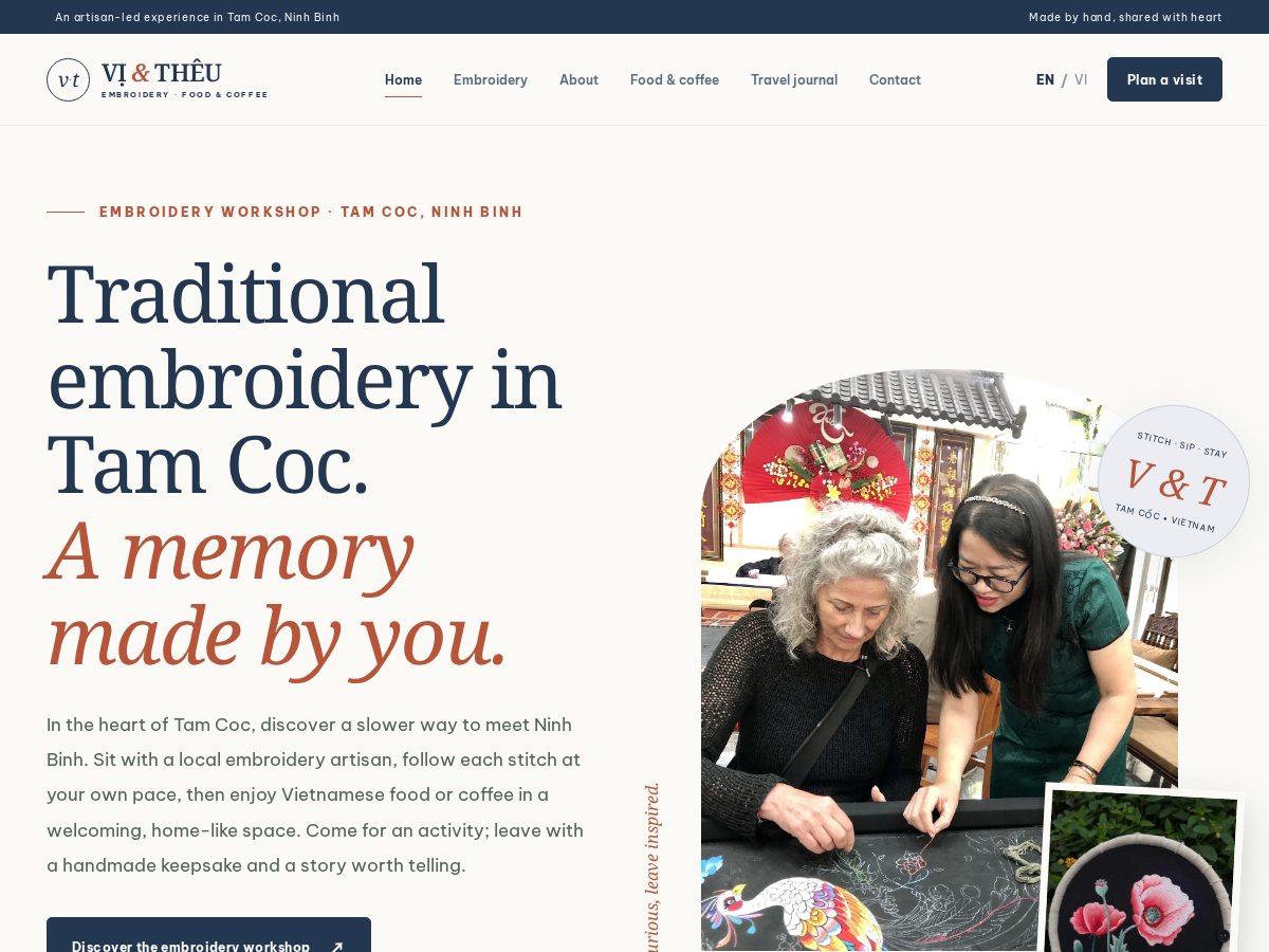 Landing-page snapshot of vivatheuembroidery.com
