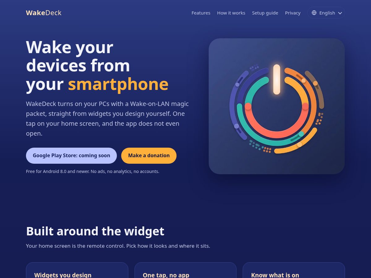 Landing-page snapshot of wakedeck.app