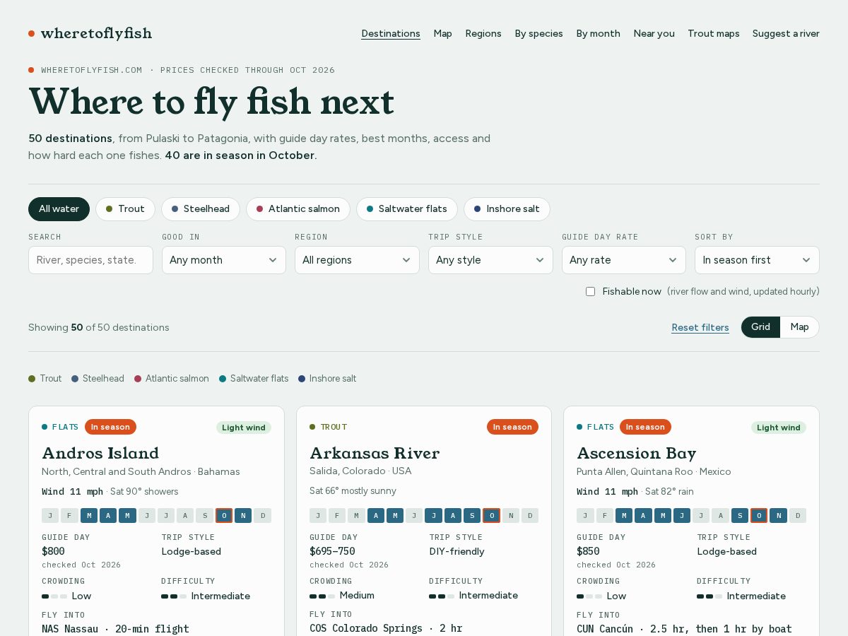 Landing-page snapshot of wheretoflyfish.com