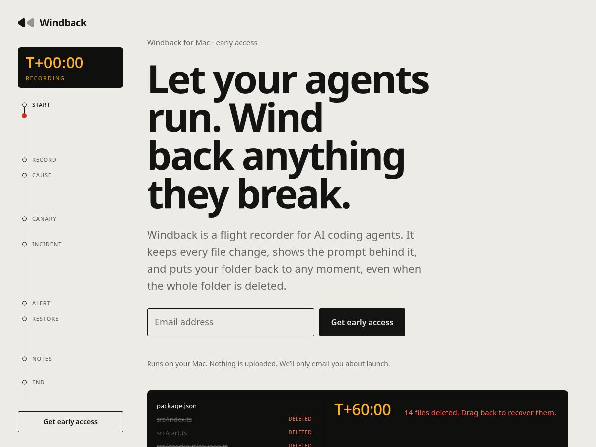 Landing-page snapshot of windback.app