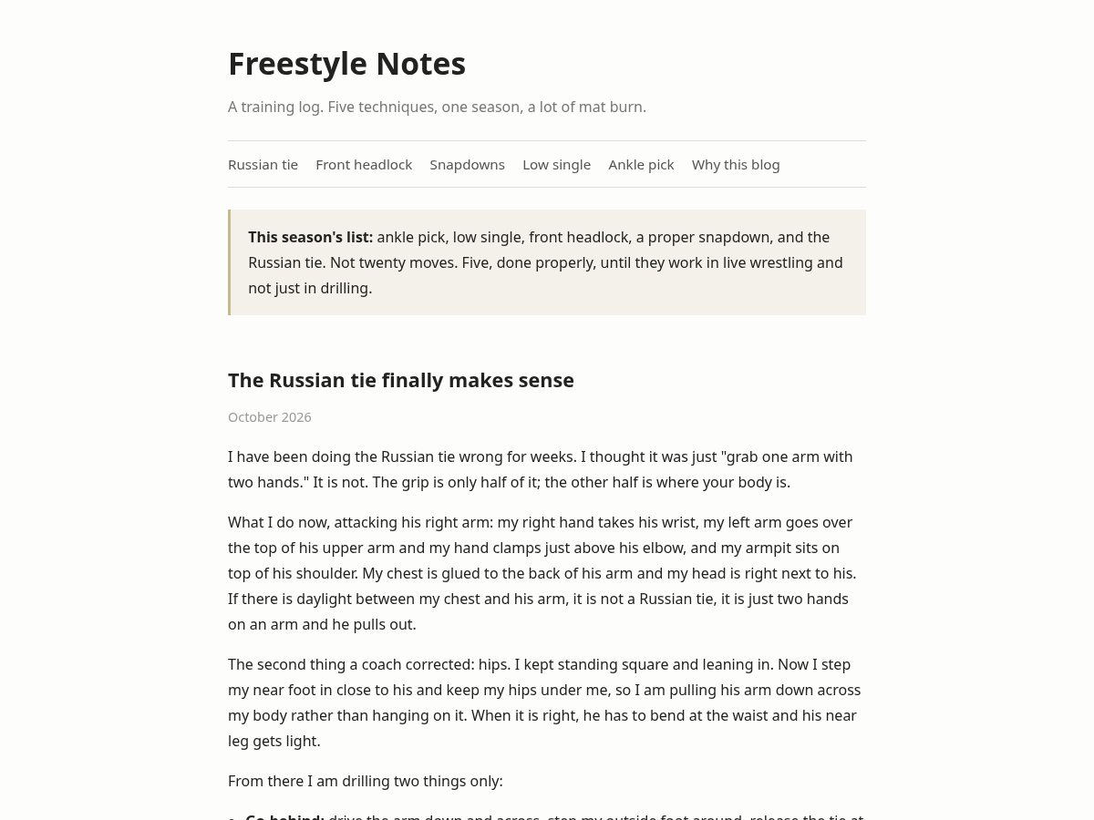 Landing-page snapshot of wrestling-freestyle.blog
