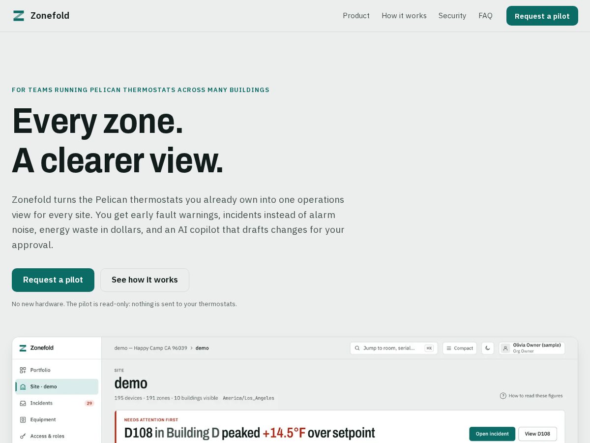 Landing-page snapshot of zonefold.com