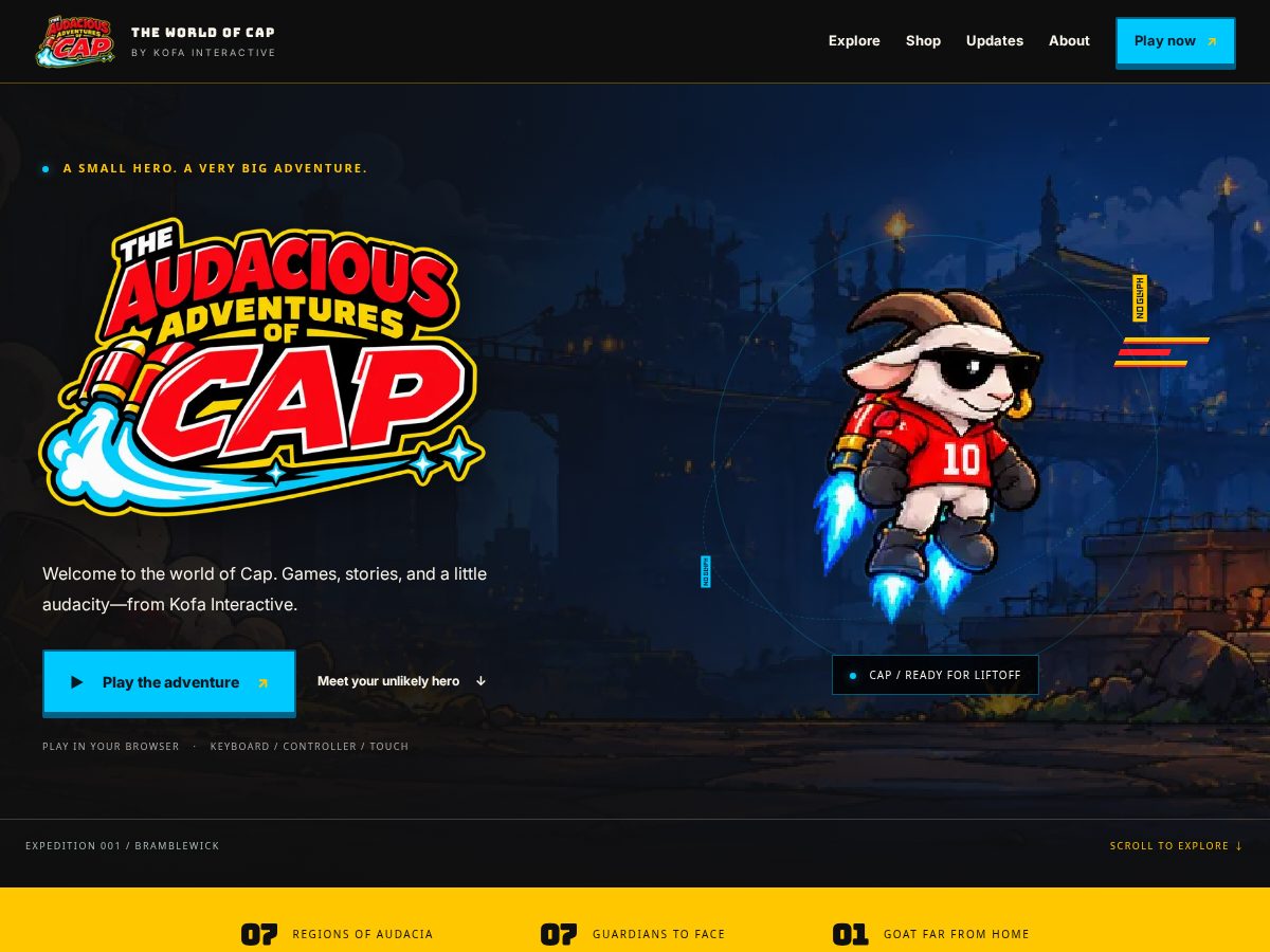 Landing-page snapshot of adventuresofcap.com