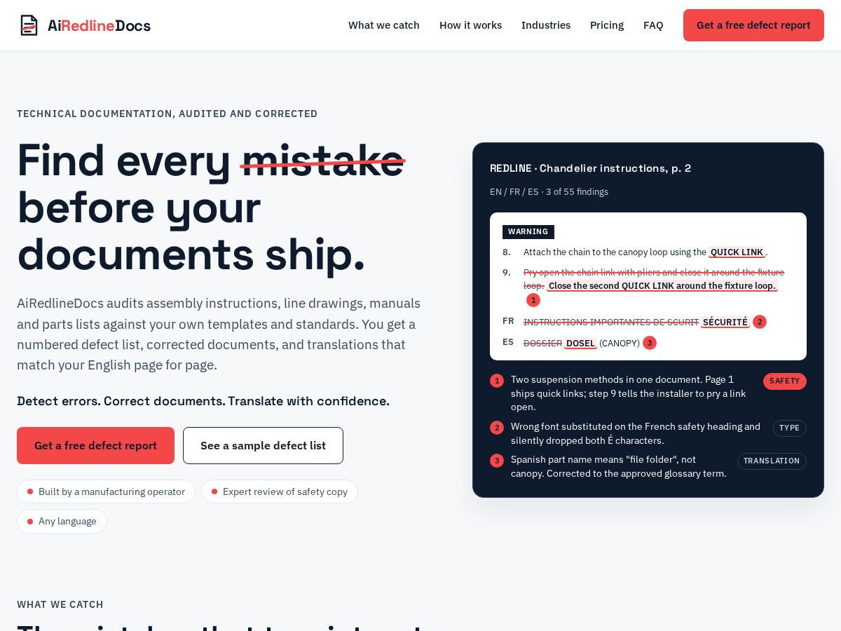 Landing-page snapshot of airedlinedocs.com