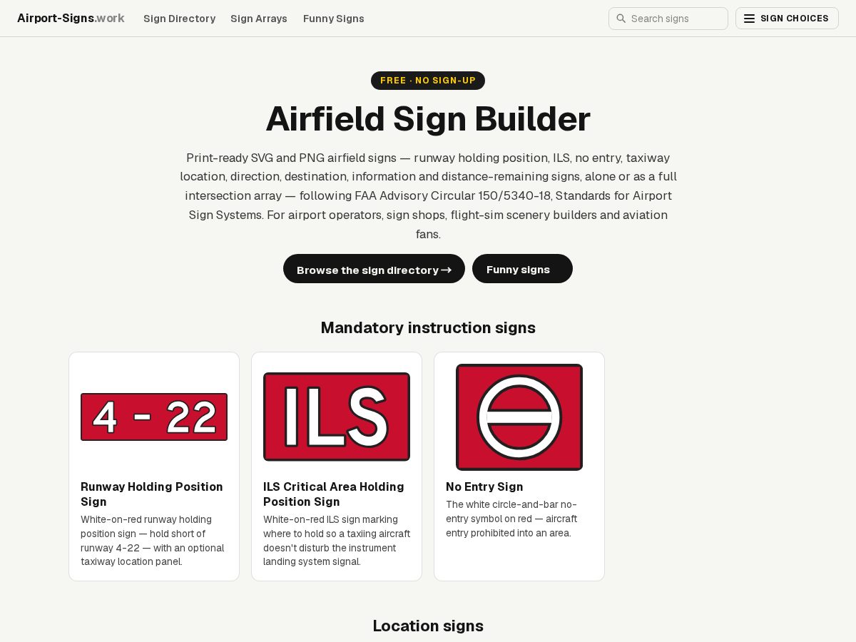 Landing-page snapshot of airport-signs.work