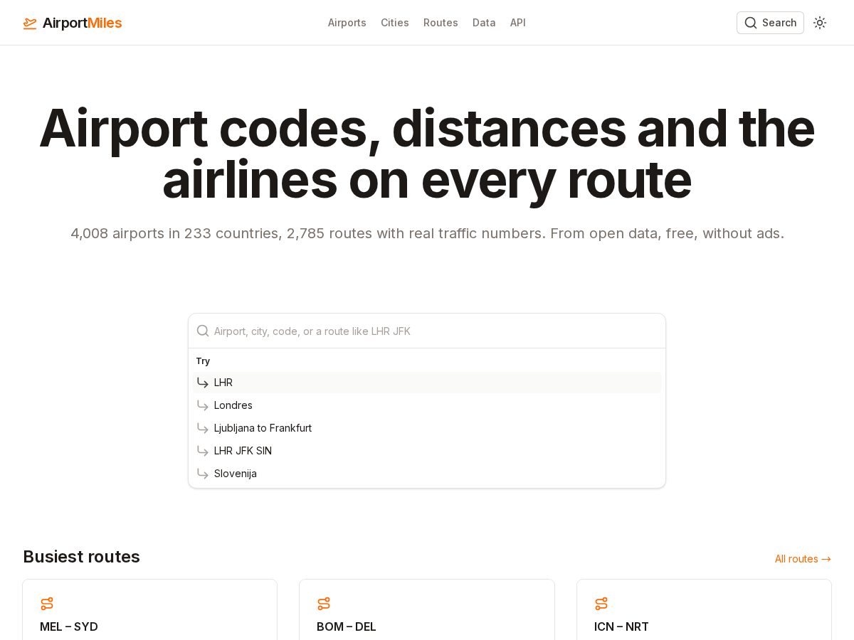 Landing-page snapshot of airportmiles.com
