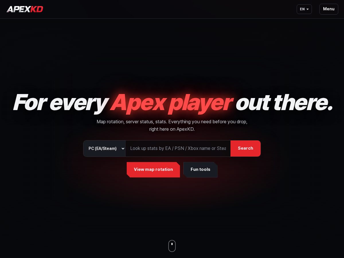 Landing-page snapshot of apexkd.com