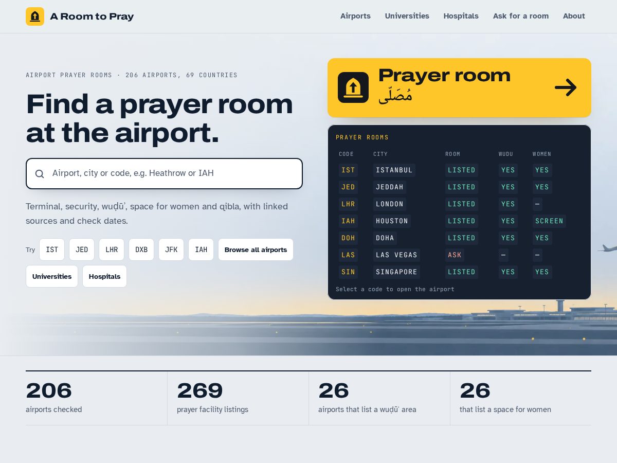 Landing-page snapshot of aroomtopray.com