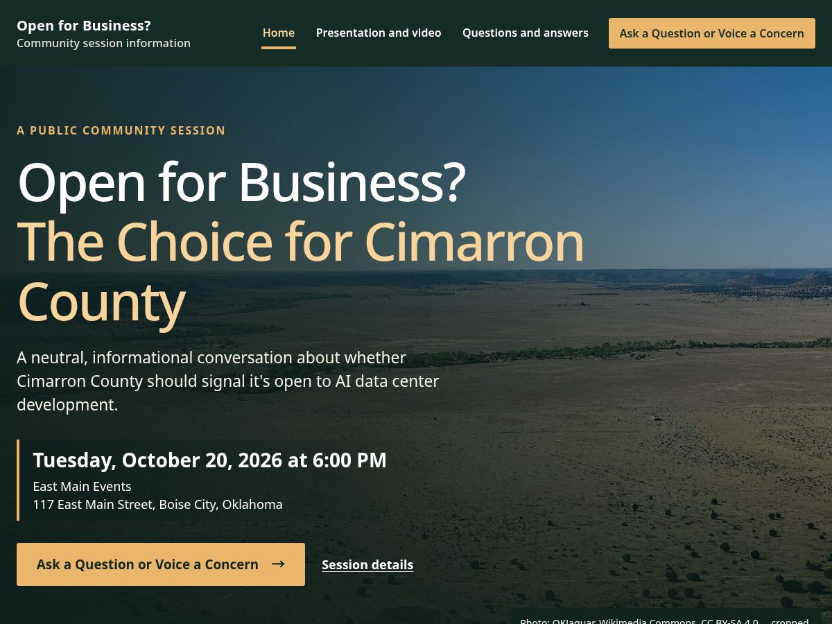 Landing-page snapshot of askcimarron.com