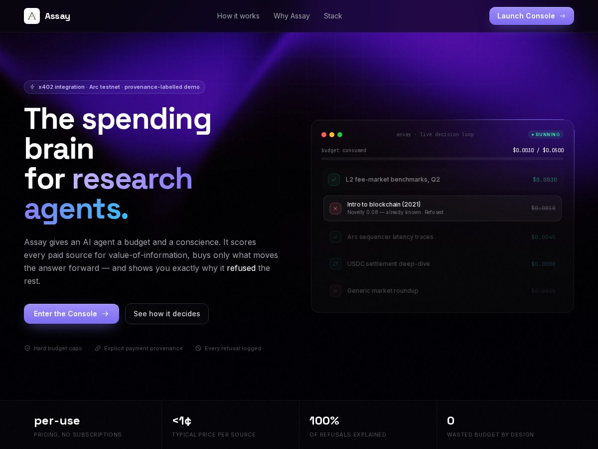 Landing-page snapshot of assay-web.site