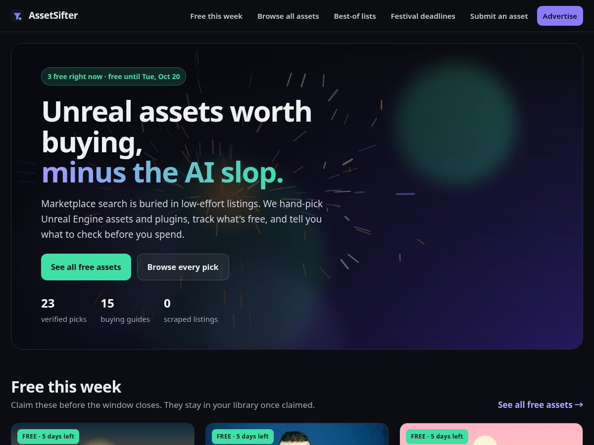 Landing-page snapshot of assetsifter.com