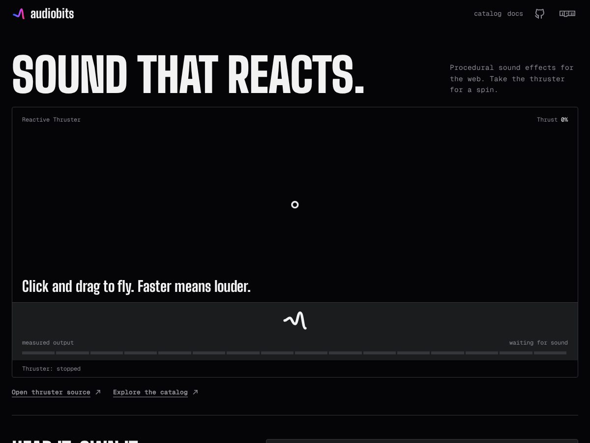 Landing-page snapshot of audiobits.dev