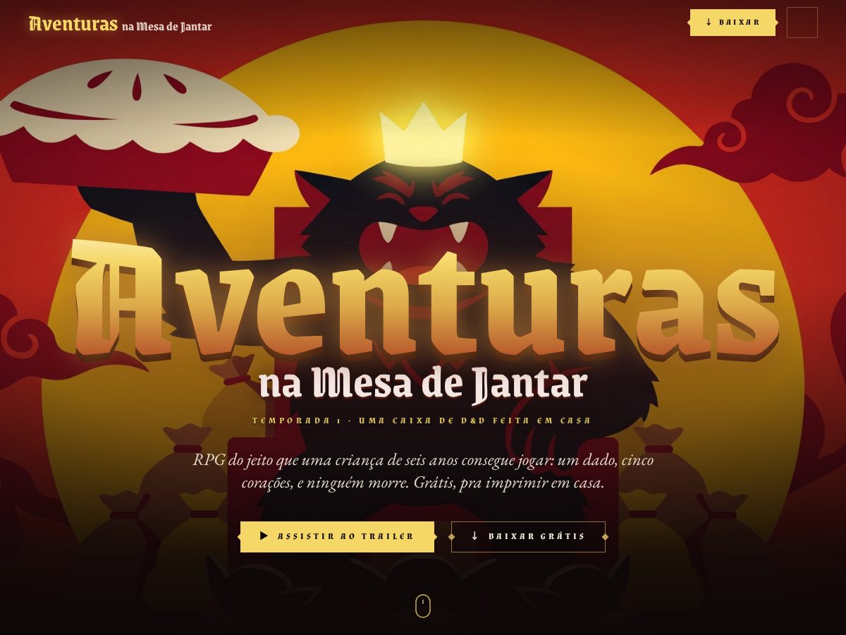 Landing-page snapshot of aventurasnamesadejantar.com