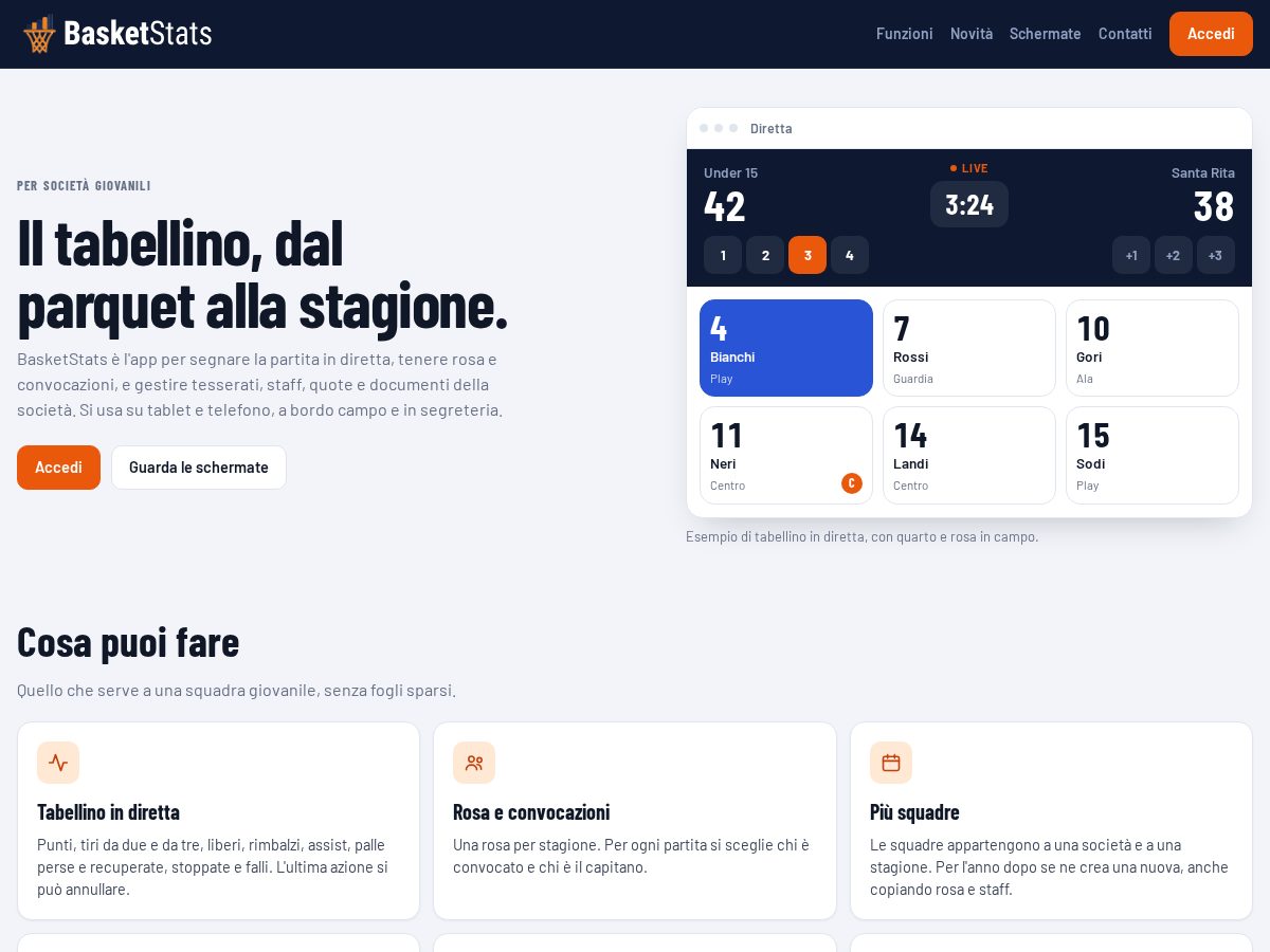Landing-page snapshot of basketstats.cloud