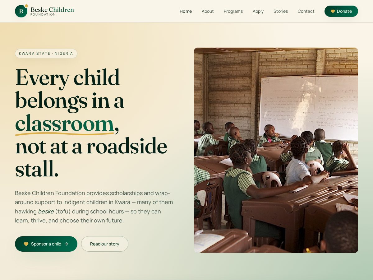 Landing-page snapshot of beskefoundation.org