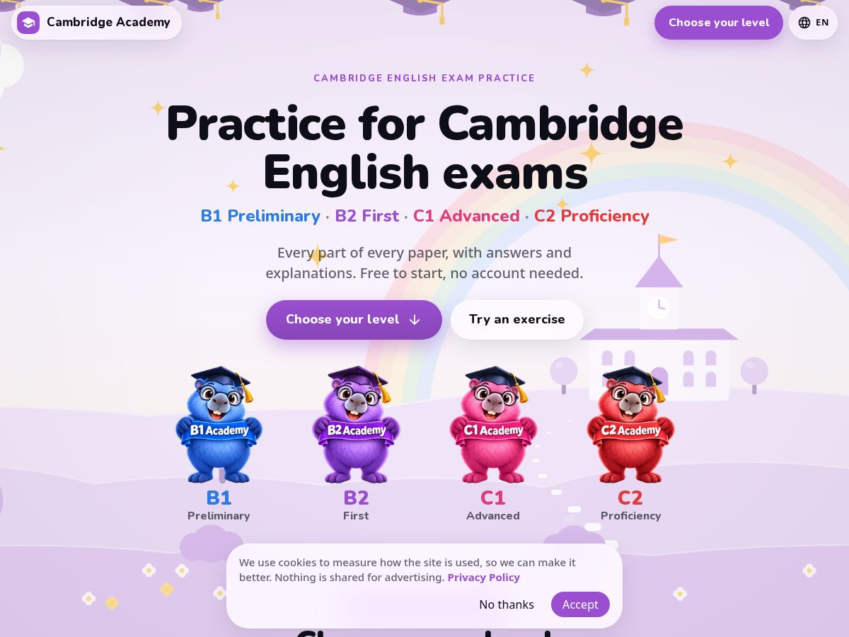 Landing-page snapshot of cambridgeacademy.app