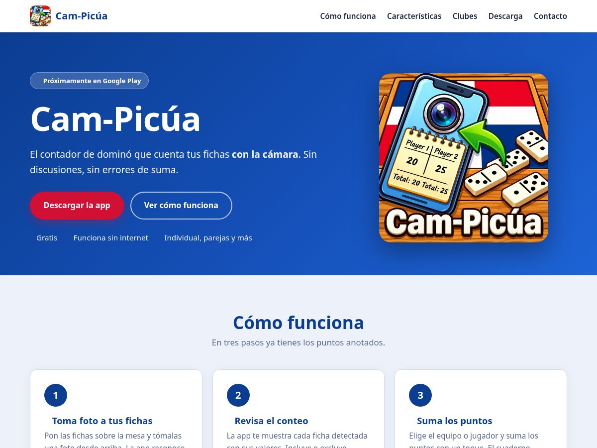 Landing-page snapshot of campicua.com