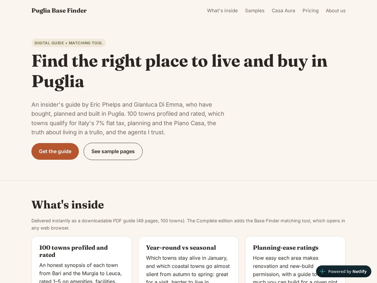 Landing-page snapshot of casaauraitaly.com