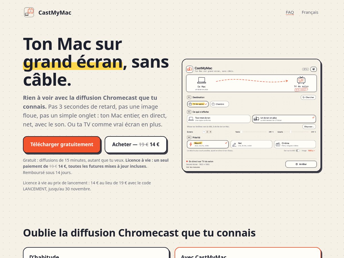 Landing-page snapshot of castmymac.com