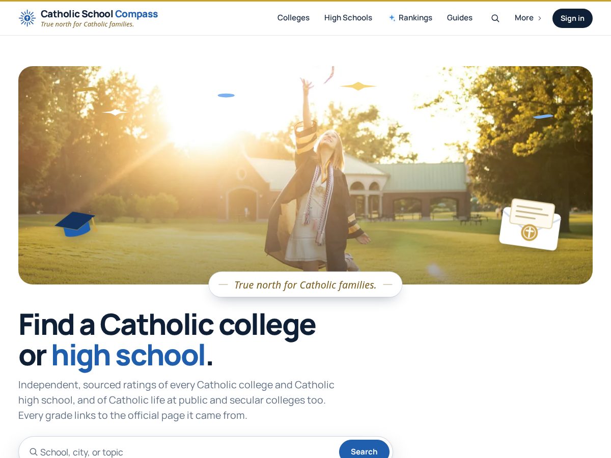 Landing-page snapshot of catholicschoolcompass.org
