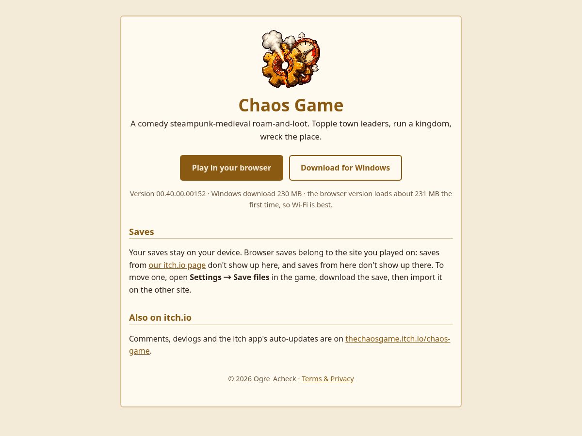 Landing-page snapshot of chaosgame.org